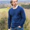 100% Lambswool Lightweight Crew Neck Rich Navy