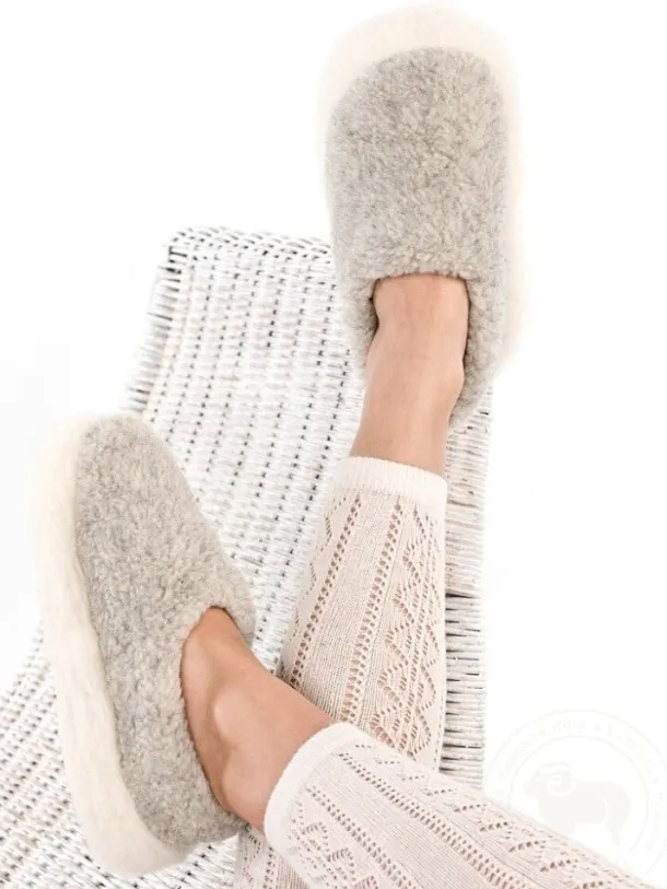 Light Grey Wool Slippers