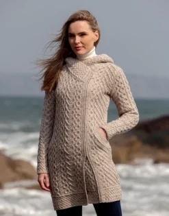 Long Heart Design Coat - Oatmeal