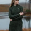 Long Heart Design Hooded Coat - Army Green