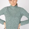 Luxurious Wool & Cashmere Trellis Sweater - Ocean Mist