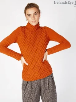Luxurious Wool & Cashmere Trellis Sweater - Terracotta