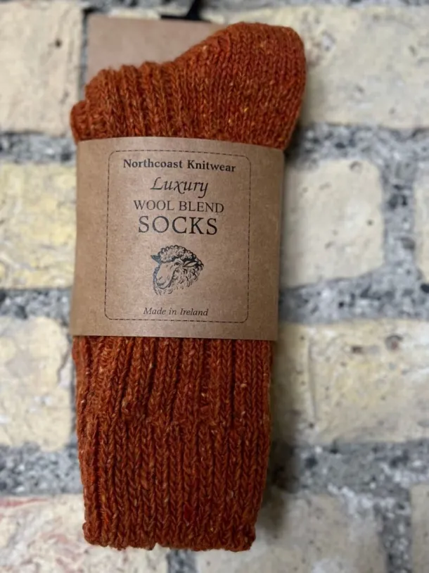 Luxury Wool Blend Socks Rust Orange
