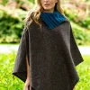 Made in Ireland Tweed Poncho with Collar Grey
