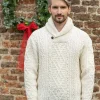 Men's Aran Shawl Neck Merino Wool Sweater