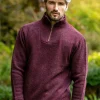 Men's Burgundy Lambswool Half Zip Sweater