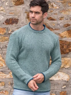 Men's Crew Neck Wool and Cashmere Ocean Mist