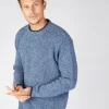 Men's Crew Neck Wool and Cashmere Sweater Blue Ocean