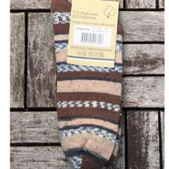 Men's Fair Isle Socks Brown Stripe