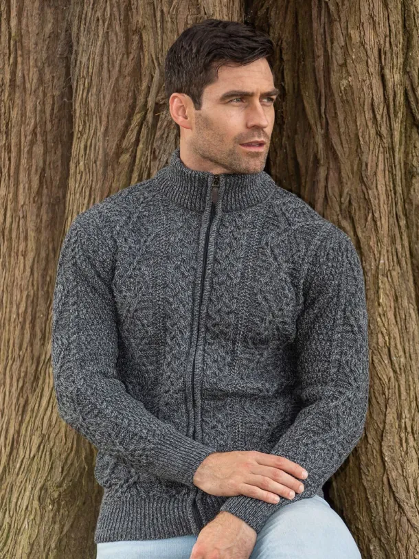 Men's Fisherman Full Zip Cardigan - Slate