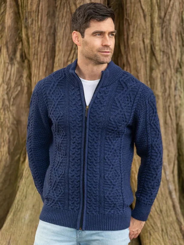 Men's Fisherman Full Zip Cardigan Deep Water Blue