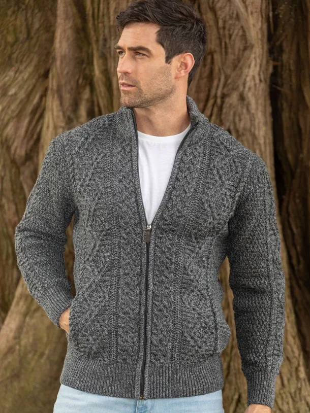 Men's Fisherman Full Zip Cardigan - Slate