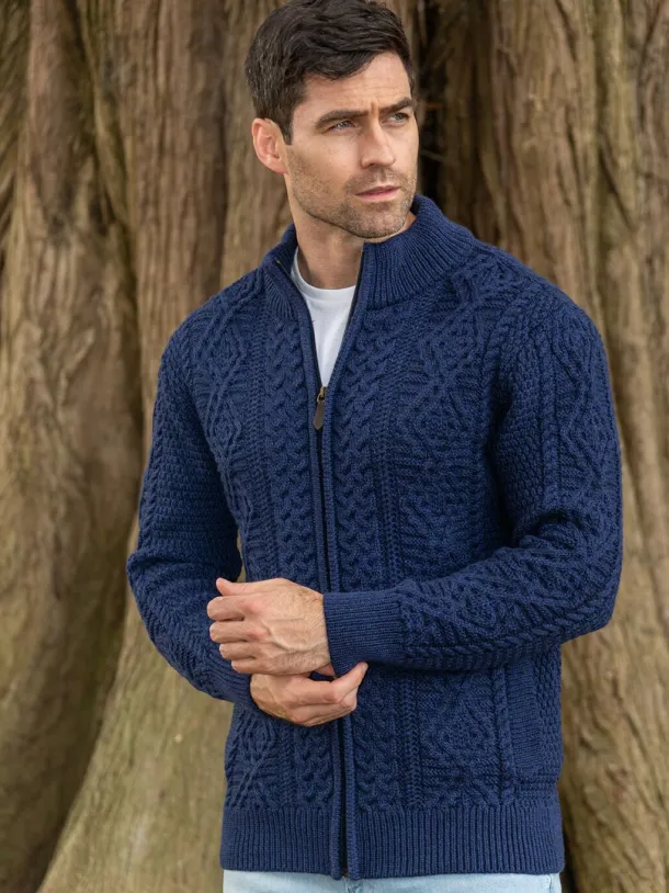Men's Fisherman Full Zip Cardigan Deep Water Blue