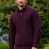 Men's half zip ribbed sweater Berry