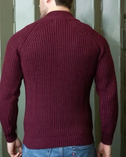 Men's half zip ribbed sweater Berry
