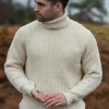 Men's Rib Roll Neck Sweater Natural