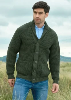Men's ribbed cardigan Army Green