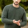 Mens Ribbed Crew Neck Sweater Green