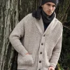 Men's Ribbed Shawl Neck Merino Wool Cardigan
