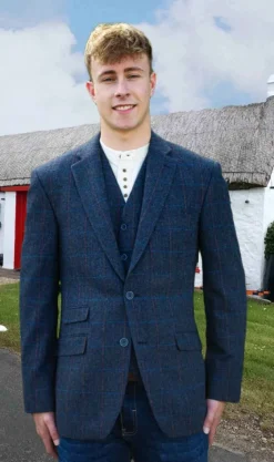 Mens Tweed Sports Jacket Blue