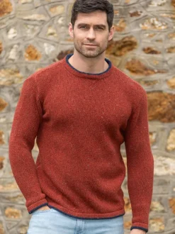 Men's Wool and Cashmere Crew Neck Copper Marl