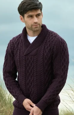 Merino Shawl Neck Damson