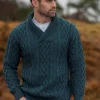 Merino Shawl Neck Sweater Peacock