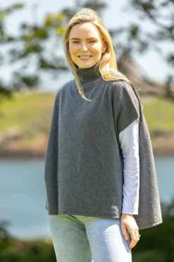 Merino Wool & Cashmere Short Sleeve Sweater Dark Grey
