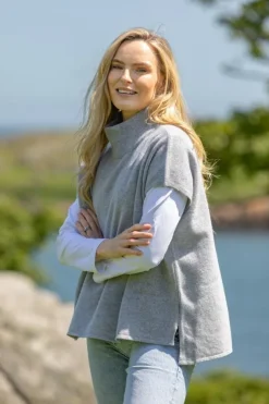 Merino Wool & Cashmere Short Sleeve Sweater Silver Grey