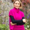 Merino Wool and Cashmere Short Sleeve Sweater Fuchsia
