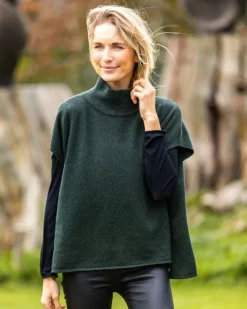 Merino Wool and Cashmere Short Sleeve Sweater Olive