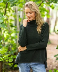 Merino Wool and Cashmere High Neck Sweater Olive