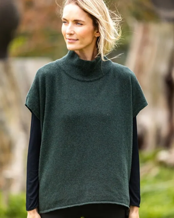 Merino Wool and Cashmere Short Sleeve Sweater Olive