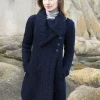 Merino Wool Aran Coatigan Navy