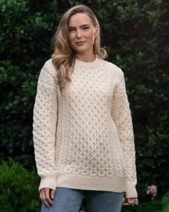 Merino Wool Aran Sweater Natural - Unisex