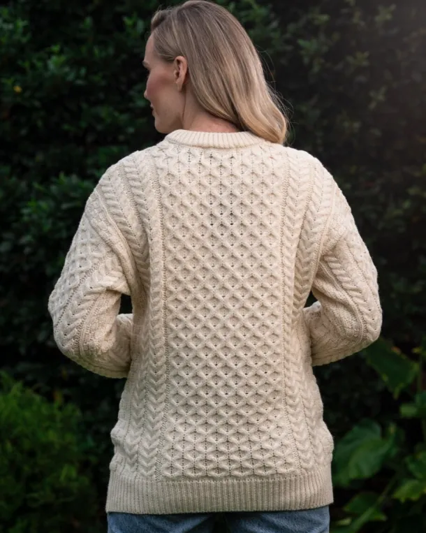 Merino Wool Aran Sweater Natural - Unisex