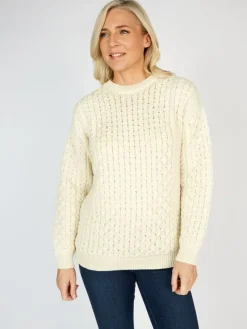 Merino Wool Aran Sweater Natural - Unisex