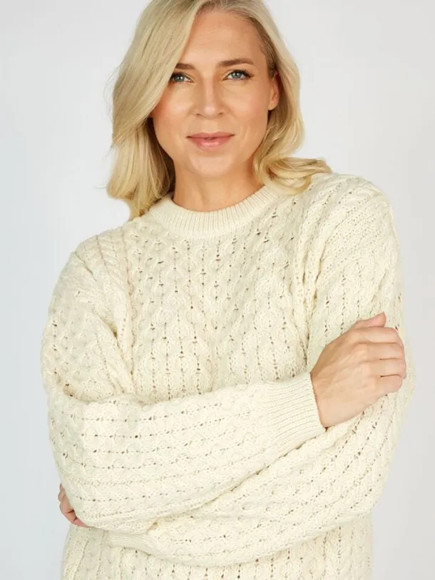 Merino Wool Aran Sweater Natural - Unisex
