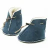 Merino Wool Baby Booties - Blue suede