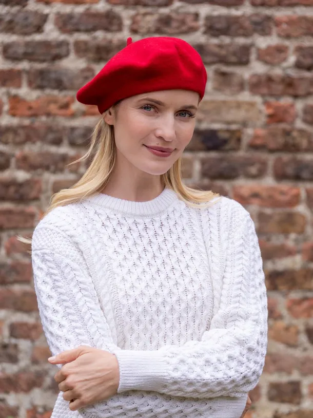 100% Merino Wool Beret Red