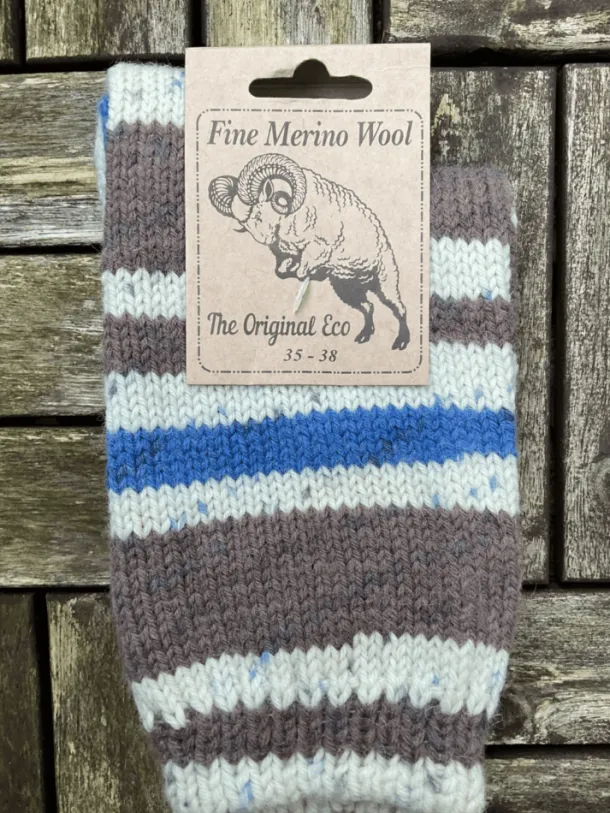 100% Merino Wool Fairisle Socks Brown Unisex