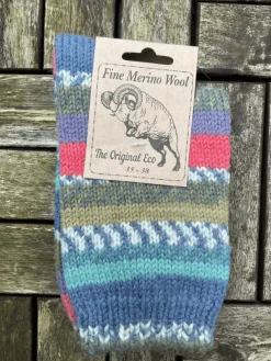 100% Merino Wool Fairisle Socks Denim Unisex