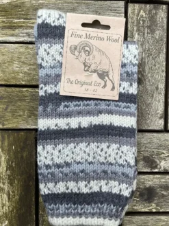 100% Merino Wool Fairisle Socks Grey Unisex