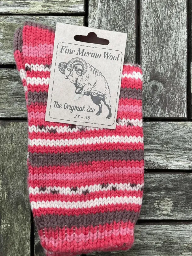 100% Merino Wool Fairisle Socks Pink Unisex