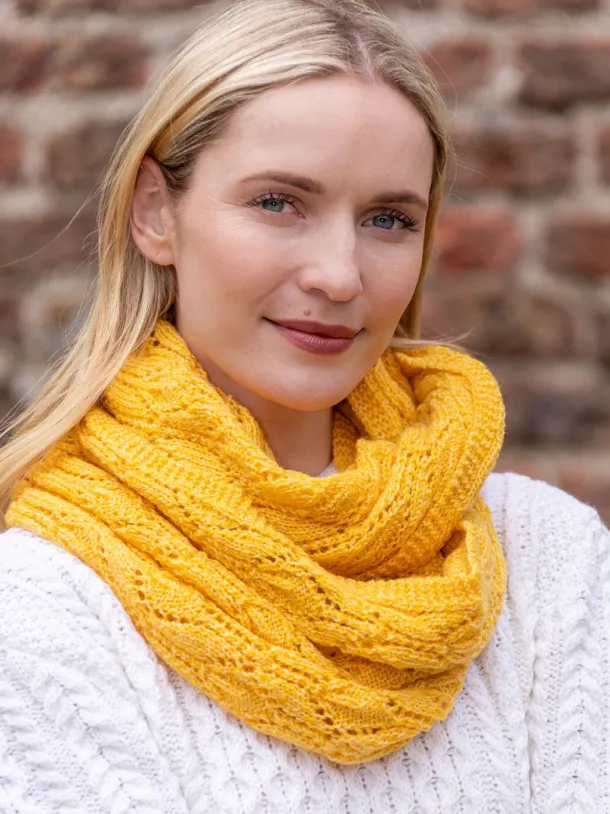 100% Merino Wool Infinity Scarf Yellow