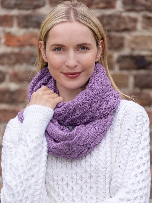 100% Merino Wool Infinity Scarf Lavender