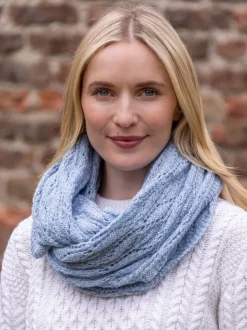 100% Merino Wool Infinity Scarf Sky Blue