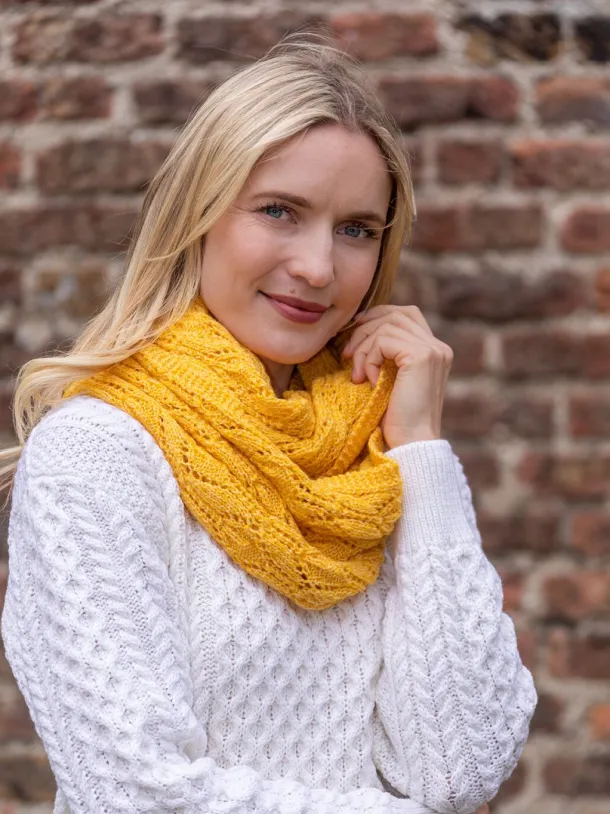 100% Merino Wool Infinity Scarf Yellow