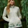 100% Merino Wool Shamrock Zip Cardigan