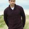 Merino Wool Shawl Neck Damson